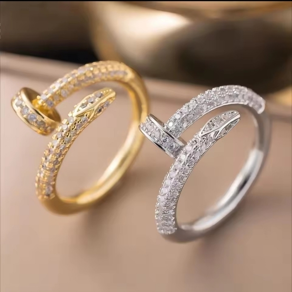 #24.Rakol Hiphop Nail Style Open Shiny Zirconia RING